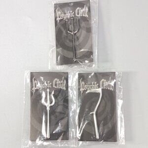 Psychic Circle Oddities Pitchfork Scythe 3 Push-Pin Lot Halloween Lapel Brooch